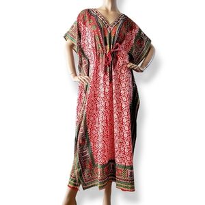 Laddi Red & Green African Dashiki Caftan